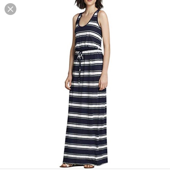 🛍️Joie Blue White Nautical stripe linen blend maxi sundress large - Picture 2 of 6